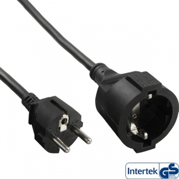 InLine Power Extension Cable, black, 10m, 
Schuko M/F, 220V Germany