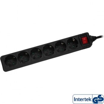 InLine Power Strip 220V with on/off switch,  black, 
6 outlets, cord 3.0m