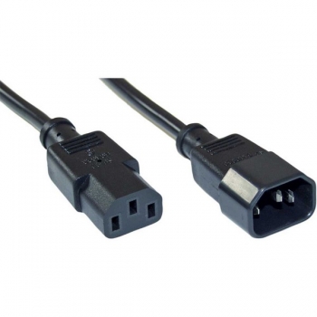 InLine Power Extension Cord, black, 1.0m, 
10A/250V, IEC320-C14 to IEC320-C13