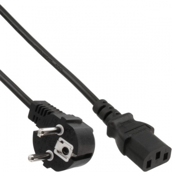 InLine Power Cord 10A/250V, black, 5.0m, 
CEE7/7 (angled) to IEC320-C13