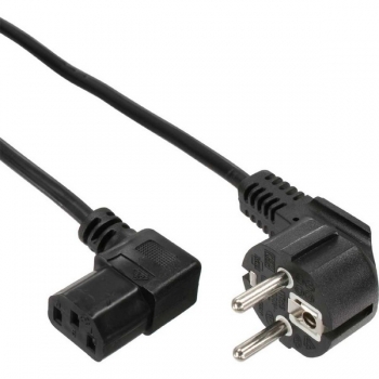 InLine Power Cord 10A/250V, black, 0.5m, 
CEE7/7 (angled) to IEC320-C13 (right-angled)