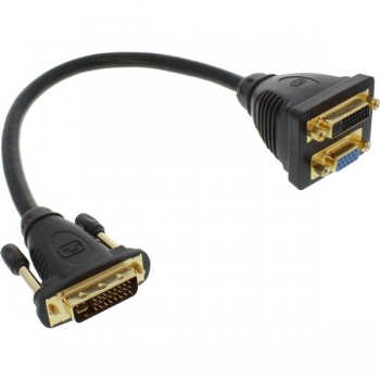 InLine DVI-I Adapter, 
DVI-I Male to DVI Female + VGA HD 15 Female