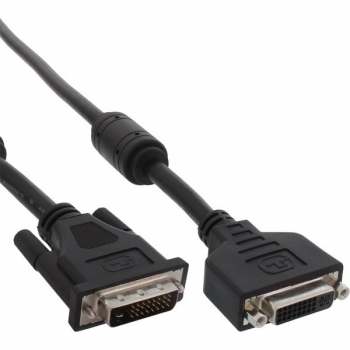 InLine DVI-D Dual Link Extension Cable, black, 2.0m, 
digital 24+1 Male - Female, 2 ferrite cores
