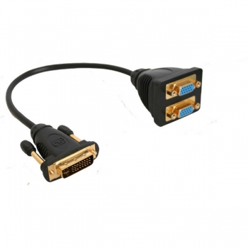 InLine DVI-I Dual Link Adapter, 
24+5 Male to 2x VGA HD 15 Female
