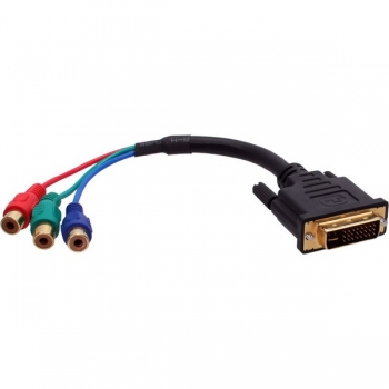 InLine DVI-I Adapter Cable, black, 0.15m, 
24+5 Male to 3x RCA Female