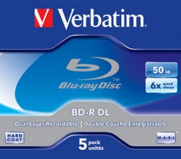 Verbatim BD-R DL, 6x, 50GB, Jewel Case, 5-pack