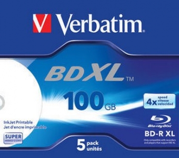 Verbatim BD-R XL, 4x, 100GB, Jewel Case, 5-pack