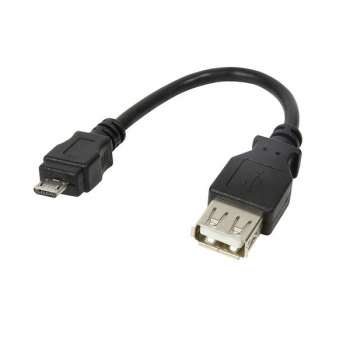 LogiLink USB 2.0 Adapter Cable, black, 6cm, 
Micro B Male to USB-A Female