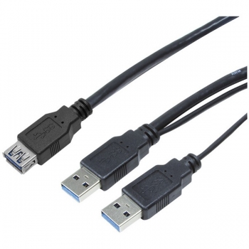 LogiLink USB 3.0 Y Power Cable, black, 0.3m, 
2x USB-A Male to 1x USB-A Female