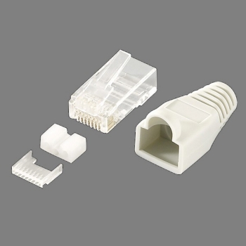LogiLink CAT6 RJ45 Plug Connector, shielded, 
with grey boot & guide plate, (round str. cable), 100-pack