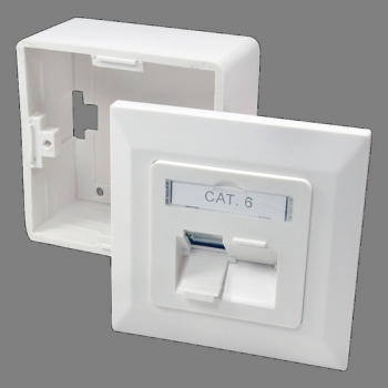 LogiLink CAT6 Wall Outlet & surface box, pure white,
2x RJ45 STP 40 deg. angled