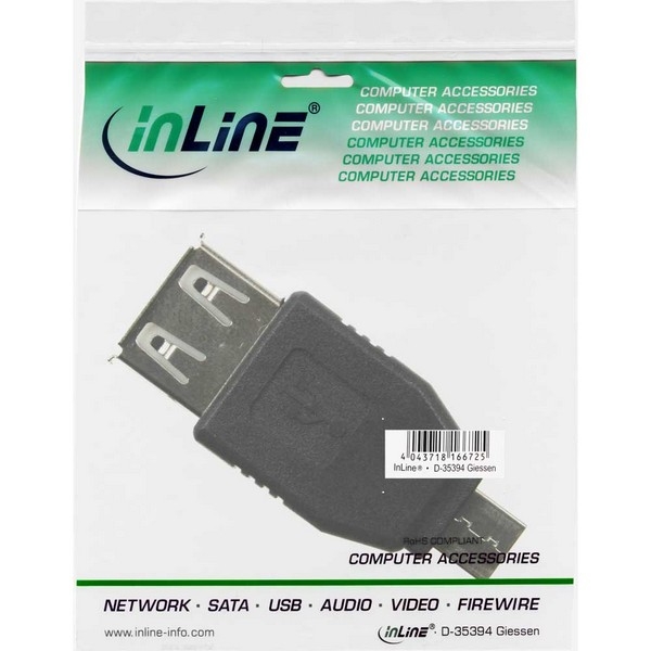 InLine Micro USB Adapter, black, 
Micro A Male to USB A Female