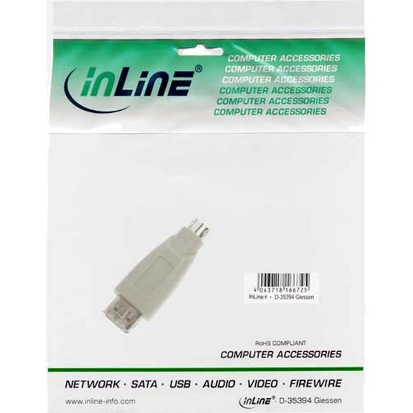 InLine USB PS/2 Adapter, black, 
USB A Female to PS/2 Male