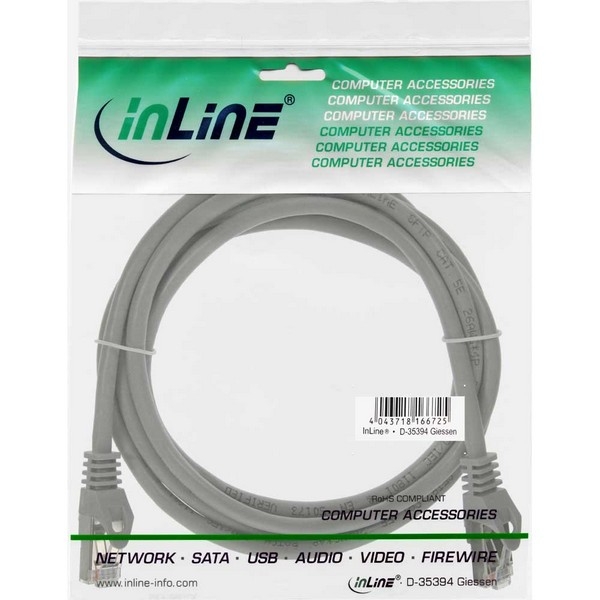 InLine Patch Cable CAT5E U/UTP, grey, 0.3m