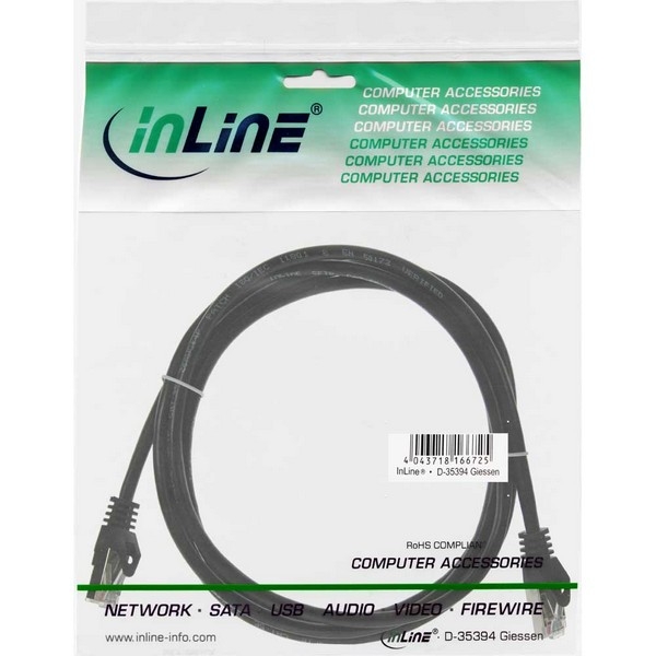 InLine Patch Cable CAT5E SF/UTP, black, 0.3m