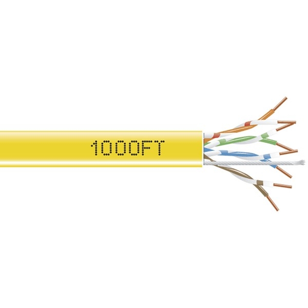 BlackBox GigaBase 350 CAT5e Solid Bulk Cable,
UTP 24AWG, PVC, 1,000-ft. / 305m, yellow