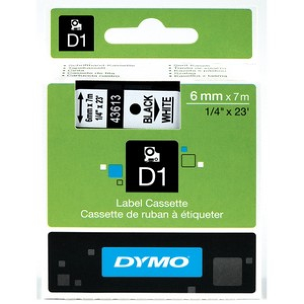 Dymo D1 Label Cassette Standard 1/4  (43613)