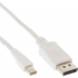 Preview: InLine Mini DisplayPort Adapter Cable, white, 2.0m, 
Mini DP Male (OUT) to DP Male (IN), for Macbook