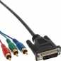 Preview: InLine DVI-I Adapter Cable, black, 1.0m, 
24+5 Male to 3x RCA Female