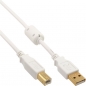 Preview: InLine USB 2.0 Cable, white, 2.0m, 
A Male to B Male, gold plated, with ferrite core