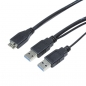 Preview: LogiLink USB 3.0 Y Power Cable, black, 0,6m, 
2x USB-A Male to Micro-B USB Male