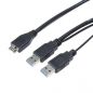 Preview: LogiLink USB 3.0 Y Power Cable, black, 1.8m, 
2x USB-A Male to Micro-B USB Male