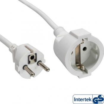 InLine Power Extension Cable, white, 5m, 
Schuko M/F, 220V Germany