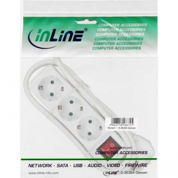 InLine Power Strip 220V with on/off switch,  white, 
3 outlets, cord 1.5m