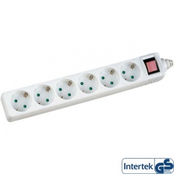 InLine Power Strip 220V with on/off switch,  white, 
6 outlets, cord 1.5m