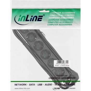 InLine Power Strip 220V, black, 
6 outlets, cord 3.0m