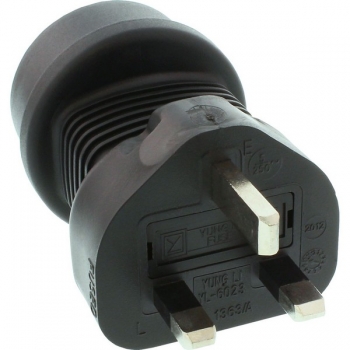 InLine Power Adapter, black, 
UK/Malta plug male to CEE7/7 female, with 5A fuse