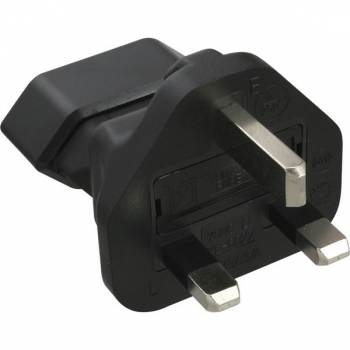 InLine Power Adapter, black, 
UK plug to Euro socket, with 3A fuse