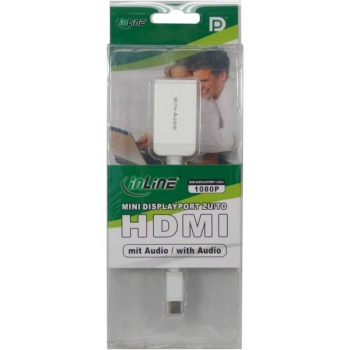 InLine Mini DisplayPort Adapter Cable, white, 0.15m, 
Mini DisplayPort Male to HDMI Female