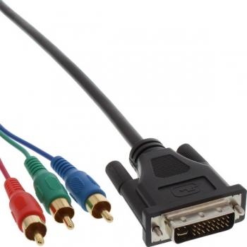 InLine DVI-I Adapter Cable, black, 1.0m, 
24+5 Male to 3x RCA Female