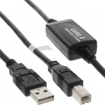 InLine USB 2.0 Active Cable, black, 10.0m, 
A Male to B Male, active with signal boost