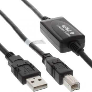 InLine USB 2.0 Active Cable, black, 10.0m, 
A Male to B Male, active with signal boost
