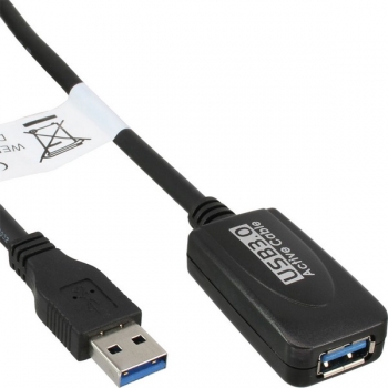 InLine USB 3.0 Active Extension Cable, black, 5.0m, 
A Male to A Female