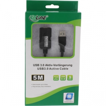 InLine USB 3.0 Active Extension Cable, black, 5.0m, 
A Male to A Female