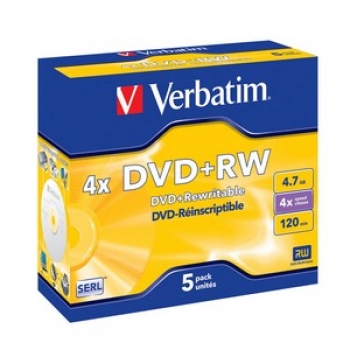 Verbatim DVD+RW 4x, 4.7GB, Jewel Case, 5-pack