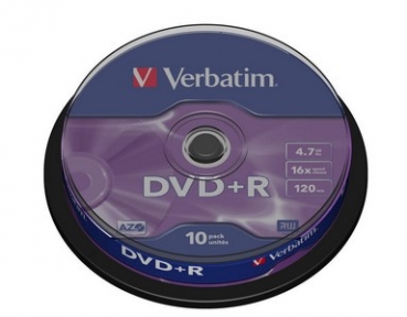 Verbatim DVD+R 16x, 4.7GB, Spindle, 10-pack