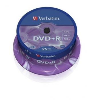Verbatim DVD+R 16x, 4.7GB,Spindle, 25-pack