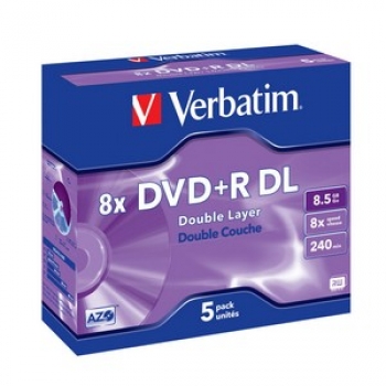 Verbatim DVD+R 8x, 8.5GB DL, Jewel Case, 5-pack