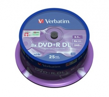 Verbatim DVD+R 8x, 8.5GB DL, Spindle, 25-pack