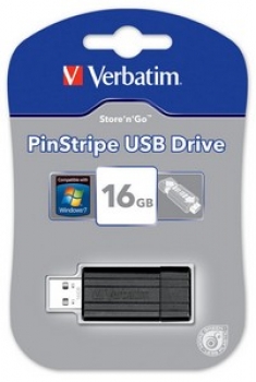 Verbatim USB Drive 2.0 PinStripe 16GB, black