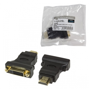 LogiLink HDMI to DVI-D Adapter, black
HDMI Male - DVI-D (24+1) Female, gold-plated