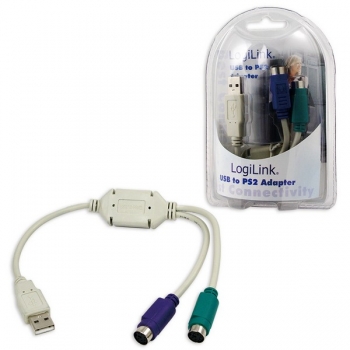 LogiLink USB 1.1 to PS/2 Adapter, beige, 0.2m, 
USB1.1-A Male to 2x PS/2