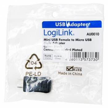 LogiLink Micro USB to Mini USB Adapter, black, 
Micro USB-B Male to Mini USB female