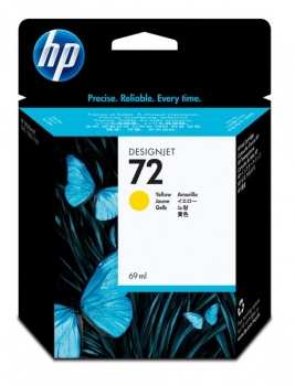 HP 72 DesignJet Ink Cartridge, 69 ml, yellow