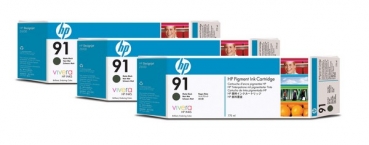 HP 91 DesignJet Ink Cartridge 3-pack, 3x 775ml, matte black