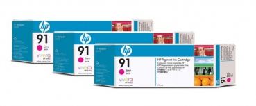 HP 91 DesignJet Ink Cartridge 3-pack, 3x 775ml, magenta